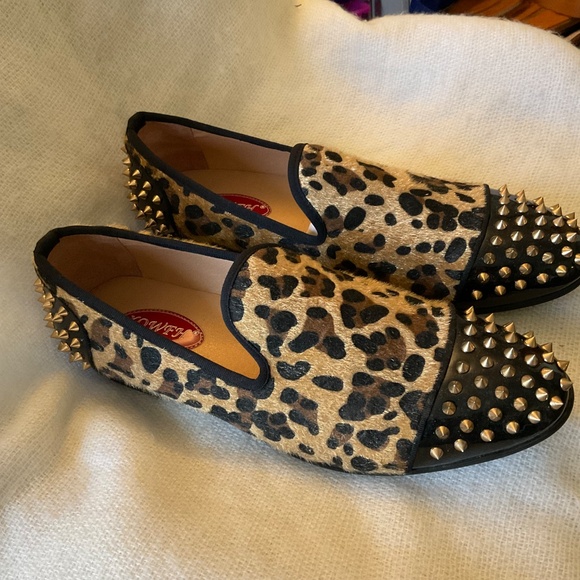 XQWFH Men's Leopard Print Slip On Dress Shoes Loafers Spiked Size 10.5 Unique! - Picture 4 of 14